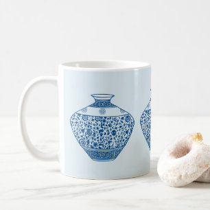 Blaue Chinoiserie-Gingertöpfe Vasen im Vintage-Sti Kaffeetasse
