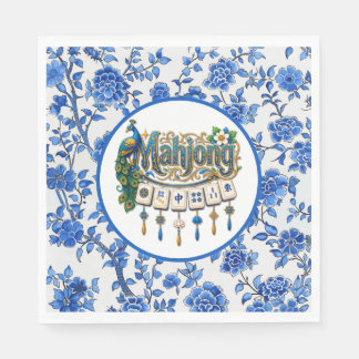 Blaue Chinoiserie Mahjong  Serviette