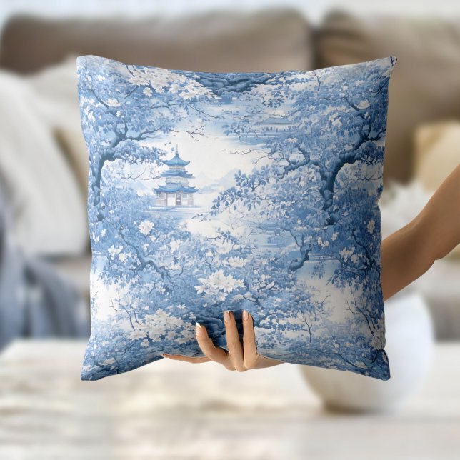 Blaue Chinoiserie Muster ID1094 Kissen (Von Creator hochgeladen)