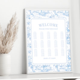 Blaue Chinoiserie Porzellan Hochzeitskarte Poster