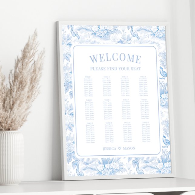 Blaue Chinoiserie Porzellan Hochzeitskarte Poster (Von Creator hochgeladen)