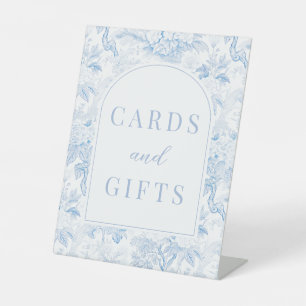 Blaue Chinoiserie Porzellan Hochzeitskarten und Ge Sockelschild