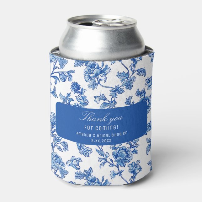 Blaue Chinoiserie Rose Peony Dosenkühler (Kanne Vorderseite)