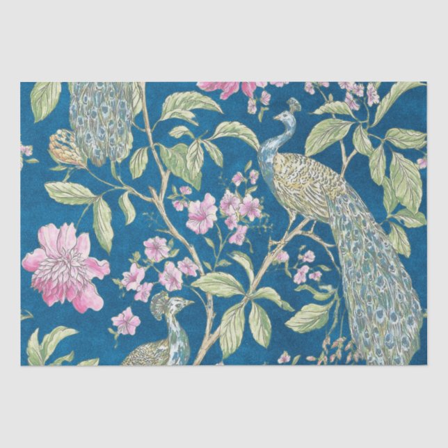 Blaue Chinoiserie Seidenpapier (Vorderseite)