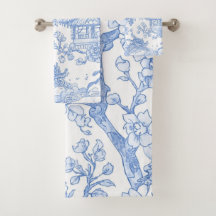 Blaue Chinoiserie-Toile-Drache-Kirschblüte
