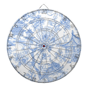 Blaue Chinoiserie-Toile-Drache-Kirschblüte Dartscheibe