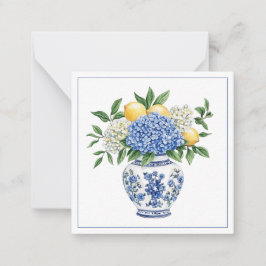 Blaue Chinoiserie Vase mit Hydrangeas Mitteilungskarte