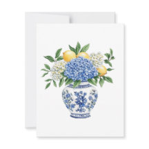 Blaue Chinoiserie Vase mit Hydrangeas