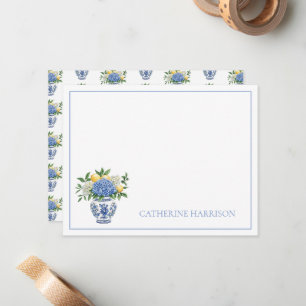 Blaue Chinoiserie Vase mit Hydrangeas Mitteilungskarte