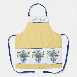 Blaue Chinoiserie Vase mit Hydrangeas Schürze