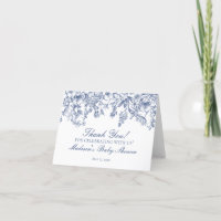 Blaue Chinoiserie Vintage-Blumen-Dankeskarte