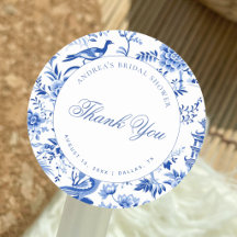 Blaue Chinoiserie Vintage Brautdusche Danksagung