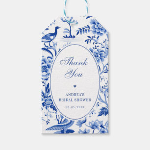 Blaue Chinoiserie Vintage Danke Brautdusche Geschenkanhänger