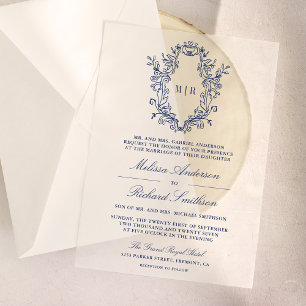 Blaue Chinoiserie-Wappen-Monogramm-Hochzeit