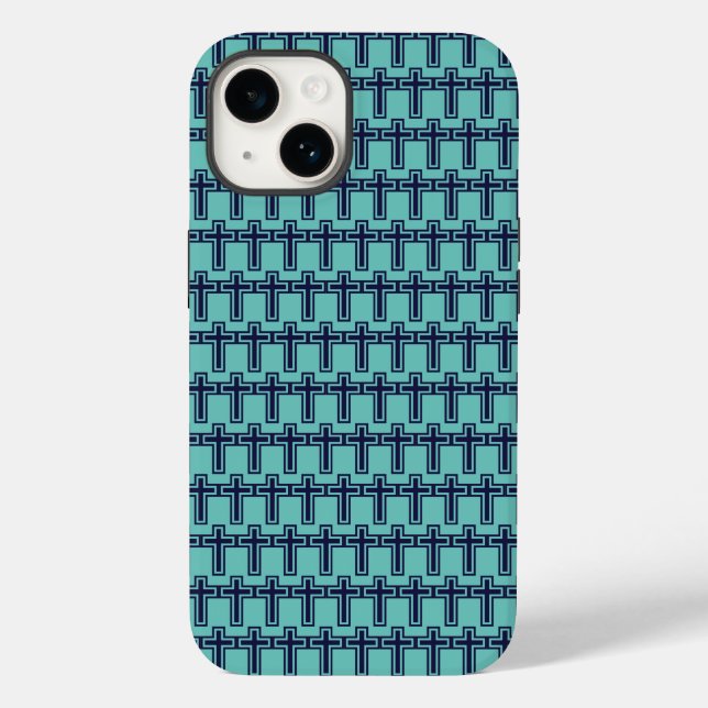 Blaue Christliche Kreuzung verschiedener Varianten Case-Mate iPhone 14 Hülle (Rückseite)