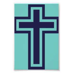 Blaue Christliche Kreuzung verschiedener Varianten Fotodruck