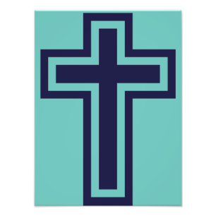 Blaue Christliche Kreuzung verschiedener Varianten Fotodruck
