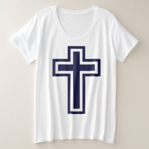 Blaue Christliche Kreuzung verschiedener Varianten Große Größe T-Shirt