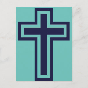 Blaue Christliche Kreuzung verschiedener Varianten Postkarte