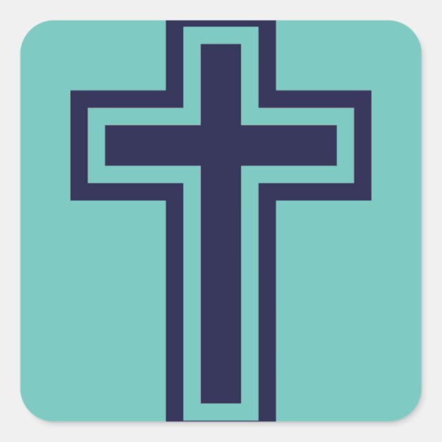 Blaue Christliche Kreuzung verschiedener Varianten Quadratischer Aufkleber (Vorderseite)