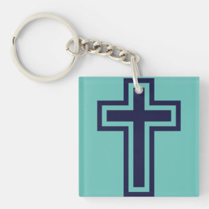 Blaue Christliche Kreuzung verschiedener Varianten Schlüsselanhänger