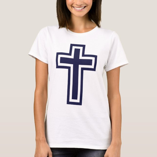 Blaue Christliche Kreuzung verschiedener Varianten T-Shirt (Vorderseite)