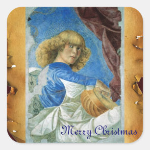 BLAUE CHRISTMAS ANGEL MACHEN MUSIKALISCHE ALTE PAR QUADRATISCHER AUFKLEBER