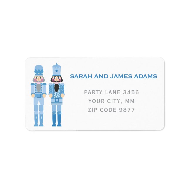 BLAUE CHRISTMAS NUTCRACKER ADRESSE STICKER ADRESSAUFKLEBER (Vorne)