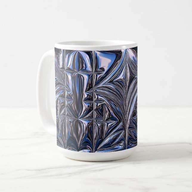 Blaue Chrome-Geometrie Kaffeetasse (Vorderseite Links)