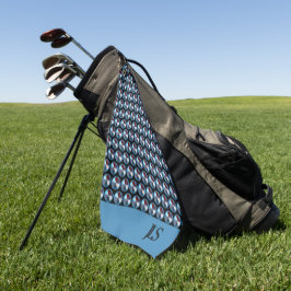 BLAUE CIRCLE GEOMETRIC PATTERMONOGRAM INITIALEN GOLFHANDTUCH