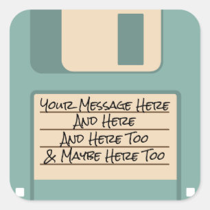 Blaue Computer-alte Schuldiskette-Aufkleber Quadratischer Aufkleber
