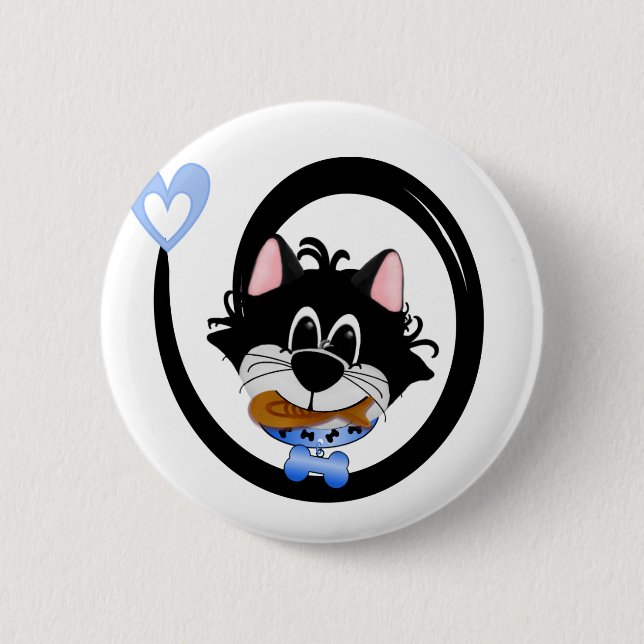 Blaue coole Katze Button (Vorderseite)
