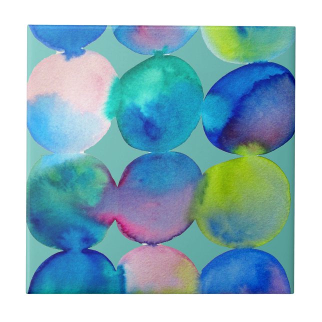 Blaue coole Wasserfarbe abstrakte Kunst Fliese (Vorderseite)