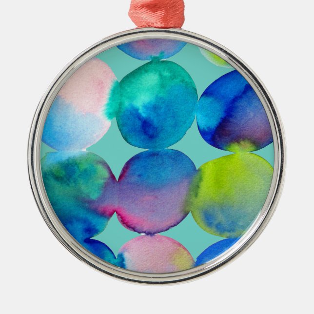 Blaue coole Wasserfarbe abstrakte Kunst Ornament Aus Metall (Vorne)