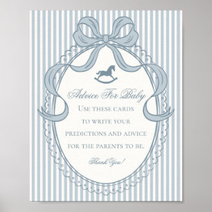 Blaue Coquette-Bogen-Schaukelpferd-Rat für Baby Poster