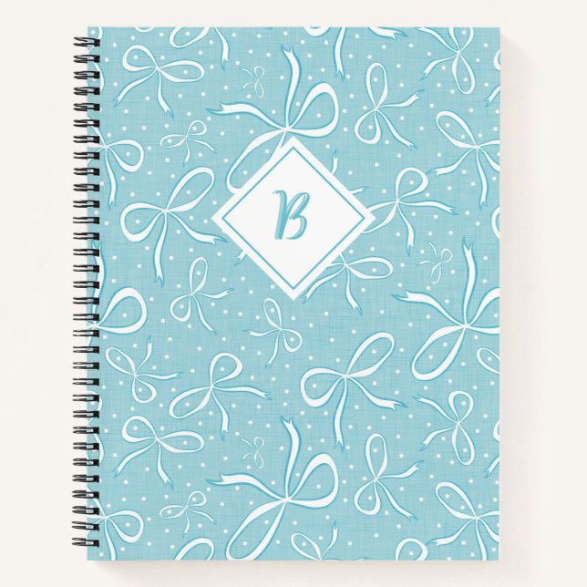 Blaue Coquette Bows Notizbuch (Vorderseite)