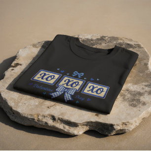Blaue Coquette-Gingham-Schleife XOXO Valentinstag- T-Shirt