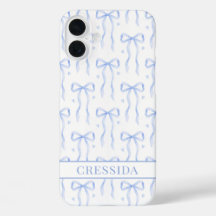 Blaue Coquette-Schleifen Monogramm