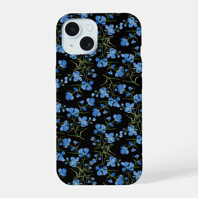 Blaue Cosmos-Blumen iPhone 15 Hülle (Rückseite)