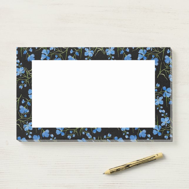 Blaue Cosmos-Blumen Post-it Klebezettel (Auf Schreibtisch)