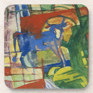 Blaue Cow, 1914 (Tempera auf Papier) Getränkeuntersetzer