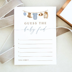 Blaue Cowboy-Babynahrung Baby Shower Spielkarte Einladung