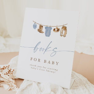 Blaue Cowboy-Kleiderleine Bücher für Baby Sockelschild