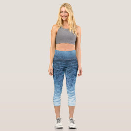 Blaue Crackeiskapsel Capri Leggings
