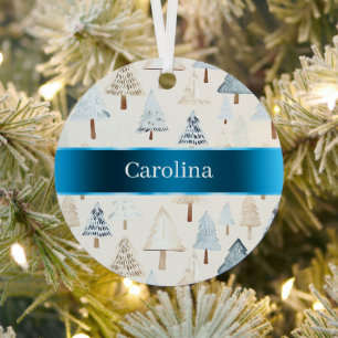 Blaue Creme Bäume Band Weihnachten Ornament Aus Metall