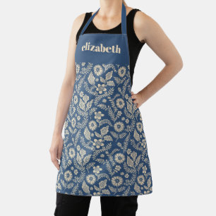 Blaue Creme Blumen Botanisch Individueller Name Bo Schürze
