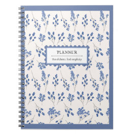 Blaue Creme Elegante Muster Planer Organisieren Notizblock