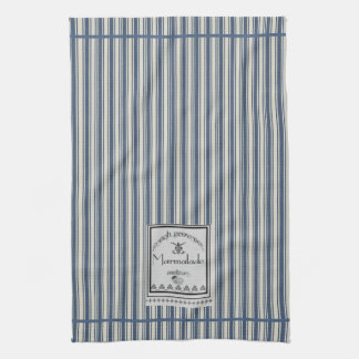 Blaue Creme, französisches Stripes-Marmelade-Label Geschirrtuch