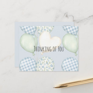 Blaue Creme-Mint-Herzballons In Gedanken an dich Postkarte