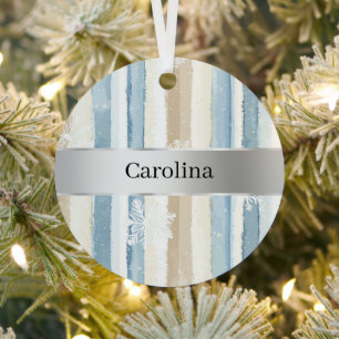 Blaue Creme-Schneeflocken Silberband Weihnachten Ornament Aus Metall